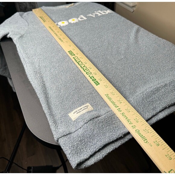 Simply Southern Inside Out Crewneck Sweatshirt Light Blue Good Vibes Daisy Large - Picture 8 of 8